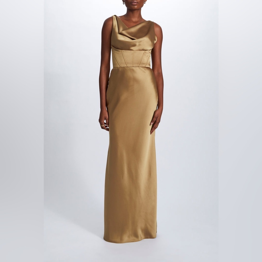 Amsale Fluid Satin Corset Gown